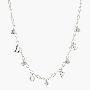 Nadri Silver Love Letter Necklace
